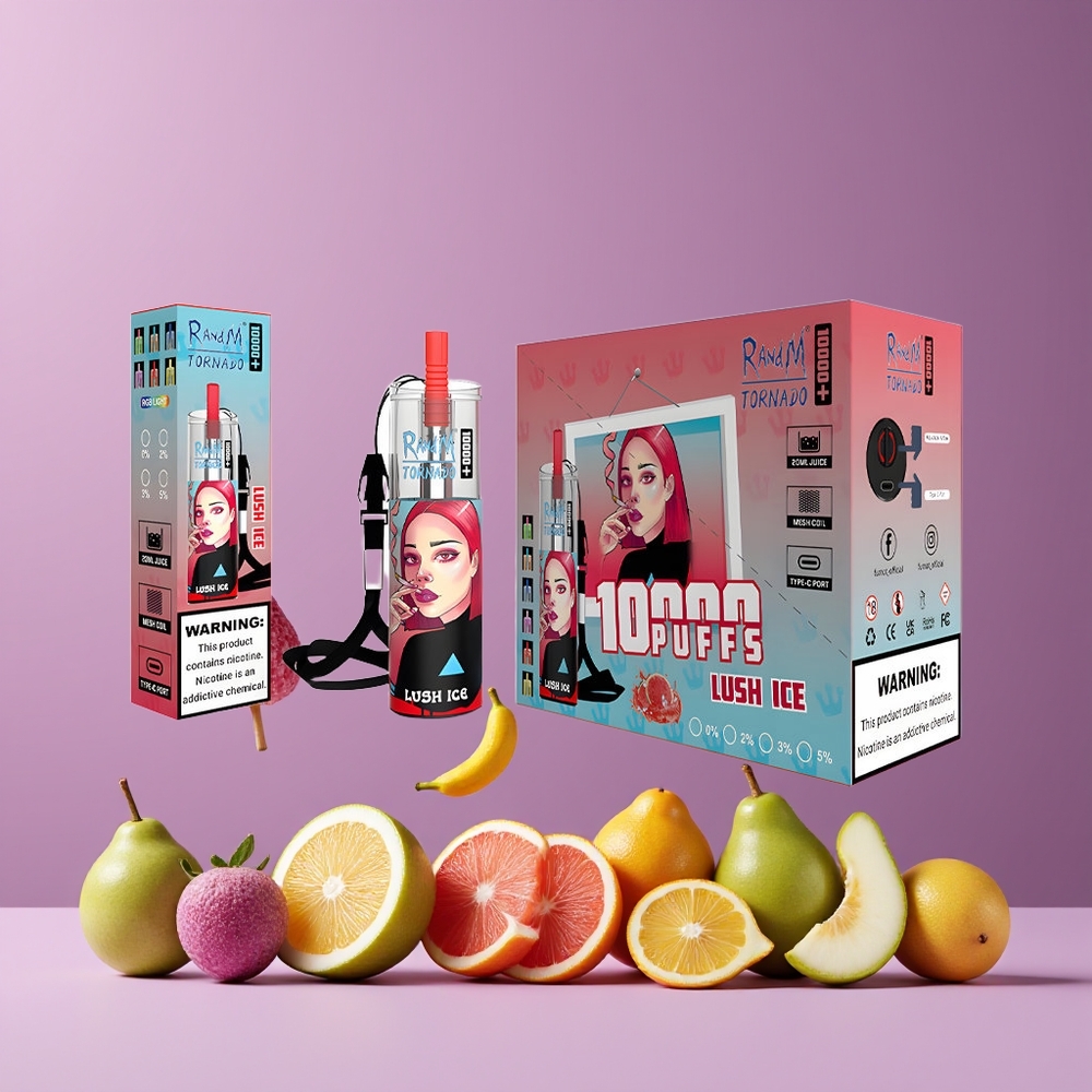 RandM Fumot Original Tornado 10000 Plus Eldobható Vape Lush Ice Nagykereskedés Magyarország RGB Lámpák