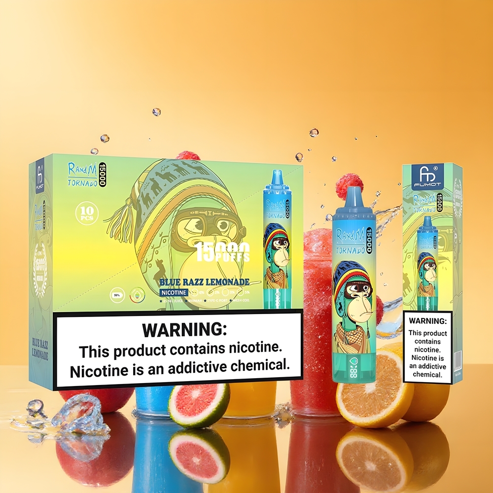 RandM Fumot Tornado 15000 Puffs LCD Kék Málna Limonád Nagykereskedés Magyarország