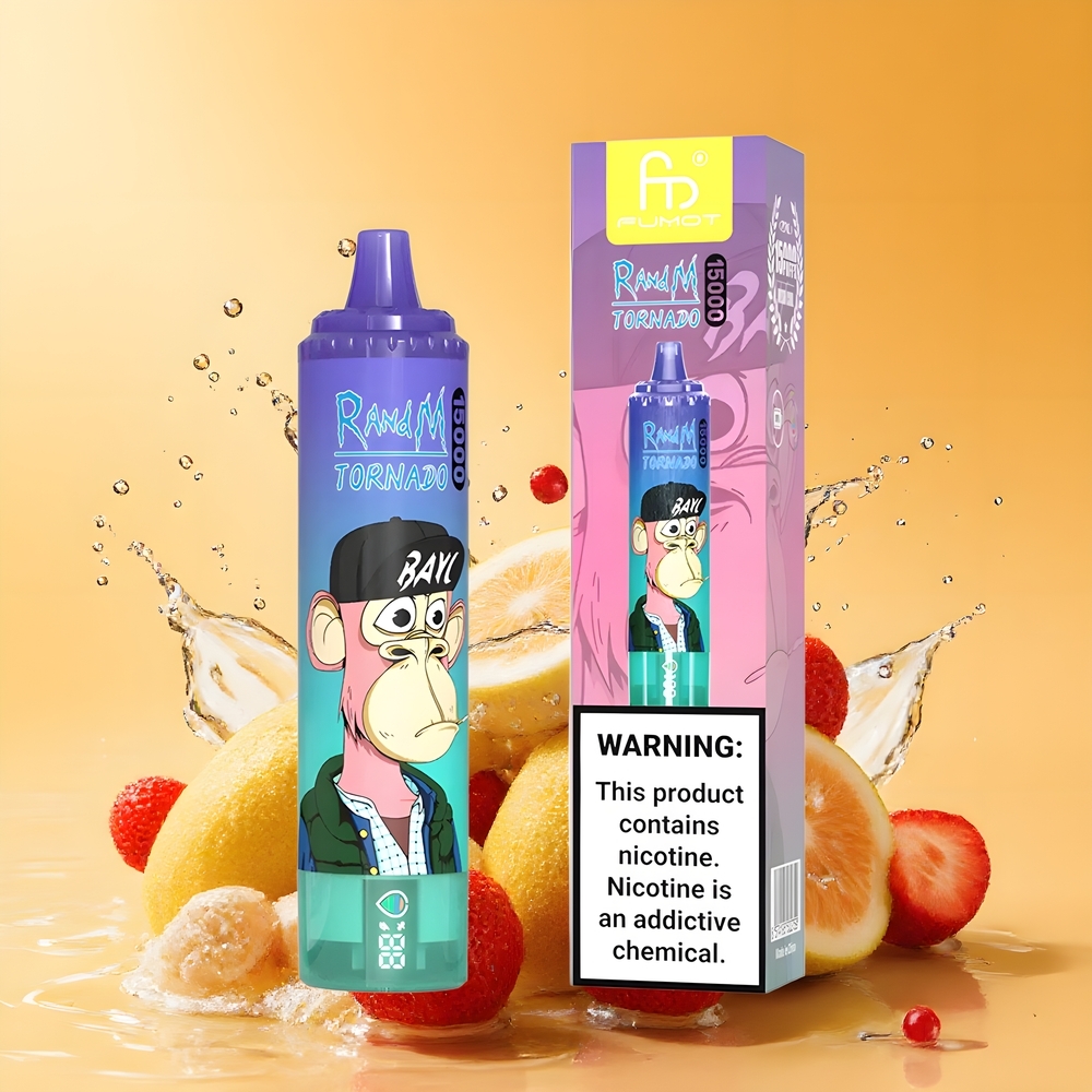 RandM Fumot Tornado 15000 Puffs Nagykereskedés Magyarország Eper Banán LCD Kijelzős