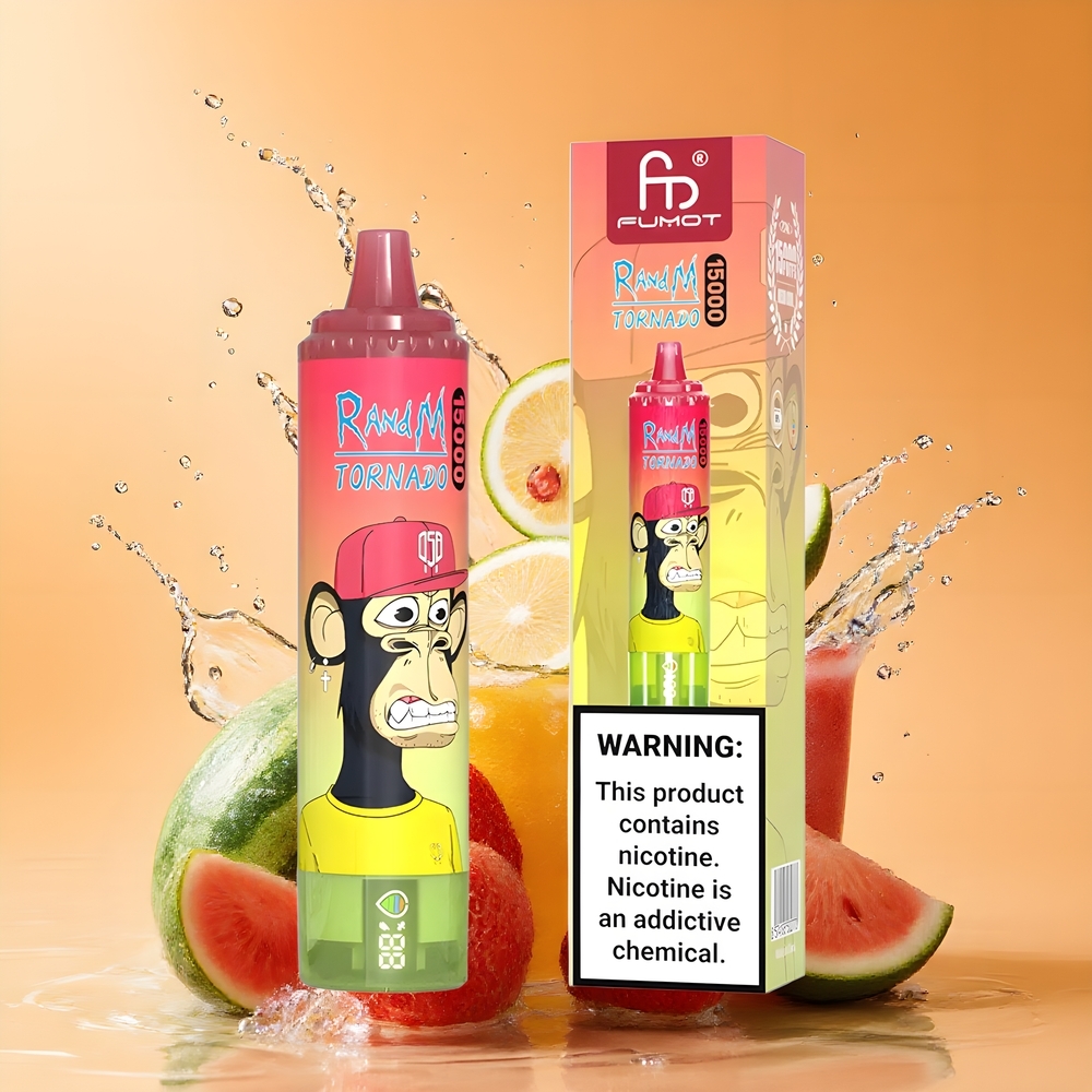 RandM Fumot Tornado 15000 Puffs Nagykereskedés Magyarország Eper Dinnye Limonádé LCD Kijelzős