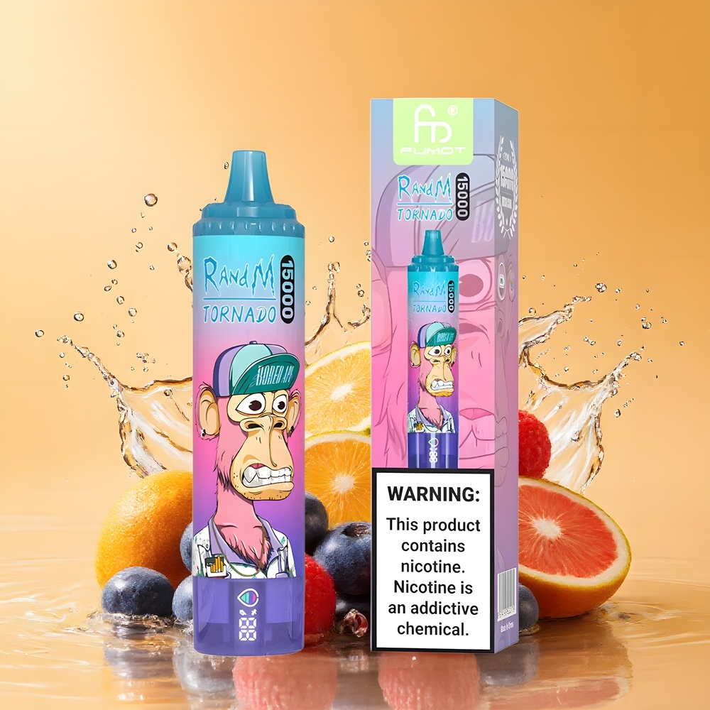 RandM Fumot Tornado 15000 Puffs Nagykereskedés Magyarország Áfonya Málna LCD Kijelzős