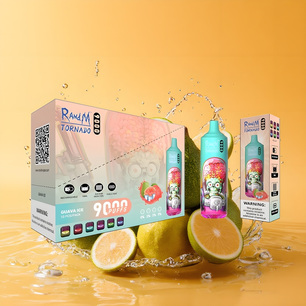 RandM Fumot Tornado 9000 Puffs 18 mL Mesh Coil Nagykereskedés Magyarország Guava Jég