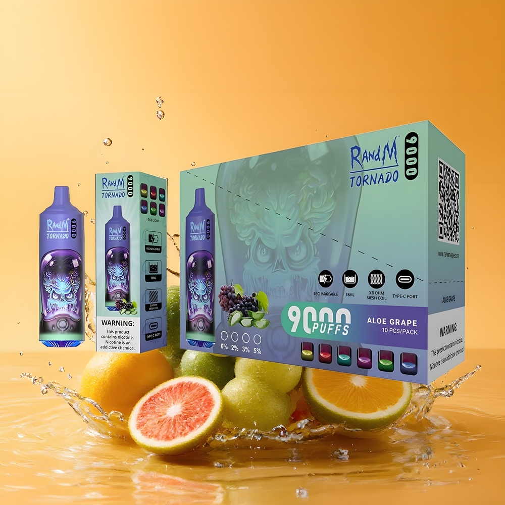 RandM Fumot Tornado 9000 Puffs Aloe Szőlő Nagykereskedés Magyarország Mesh Coil