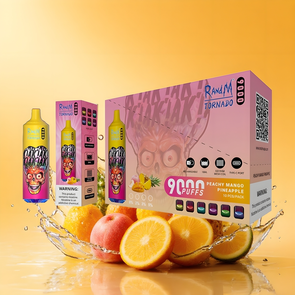 RandM Fumot Tornado 9000 Puffs Eldobható E-pipa Barackos Manga Ananász Nagykereskedés Magyarország