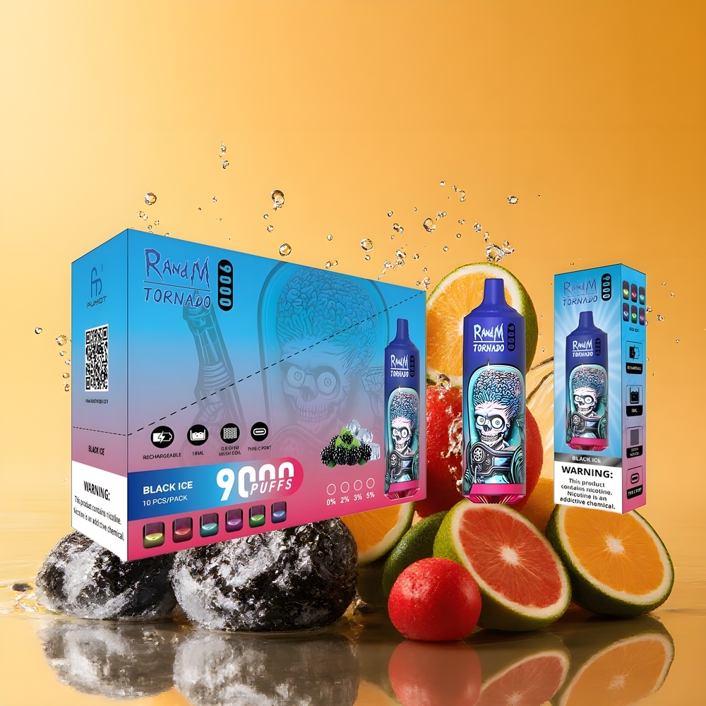 RandM Fumot Tornado 9000 Puffs Nagykereskedés Magyarország Mesh Coil Fekete Jég