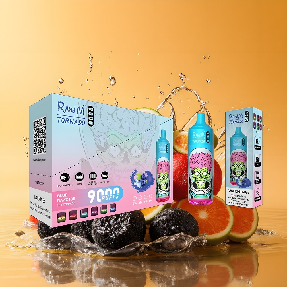 RandM Fumot Tornado 9000 Puffs Nagykereskedés Magyarország Mesh Coil Fekete Sárkány Jég