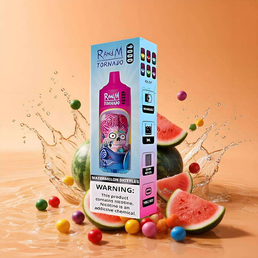 RandM Fumot Tornado 9000 Puffs Nagykereskedés Magyarország Mesh Coil Görögdinnye Skittles