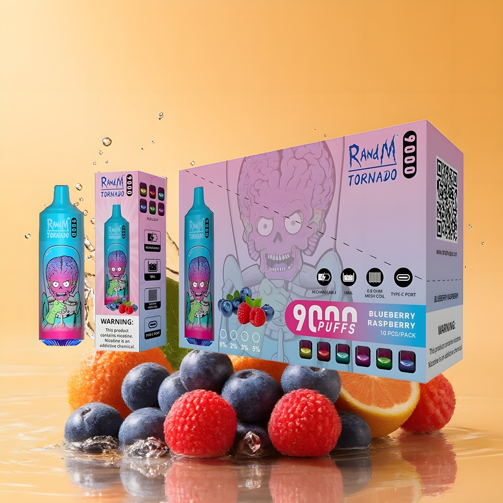RandM Fumot Tornado 9000 Puffs Nagykereskedés Magyarország Áfonya Málna Mesh Coil