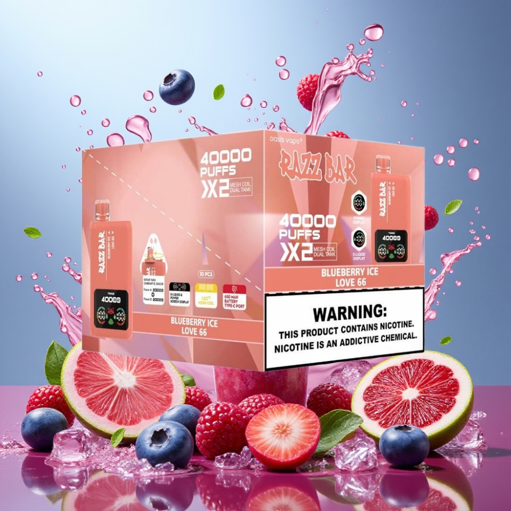 Razz Bar 40000 Puffs Nagykereskedés Magyarország Képernyős Megjelenítés Áfonya Jég & Love 66