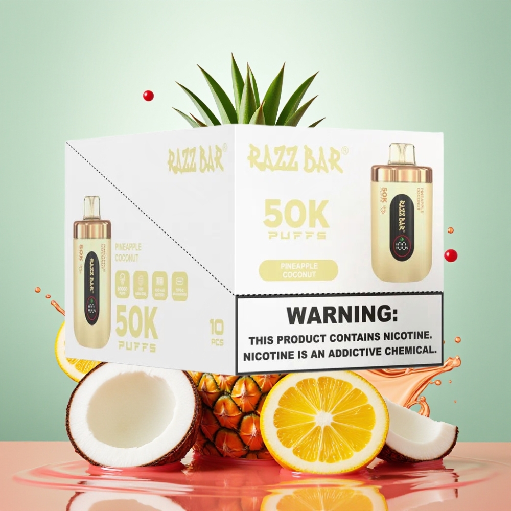 Razz Bar 50K Puffs Nagykereskedés Magyarország 1.0 Ohm Mesh Coil Ananász Kókusz