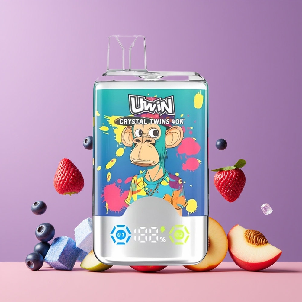 Uwin Crystal Twins 40000 Puff Nagykereskedés Magyarország Áfonya Jégen Nyári Barack Jég