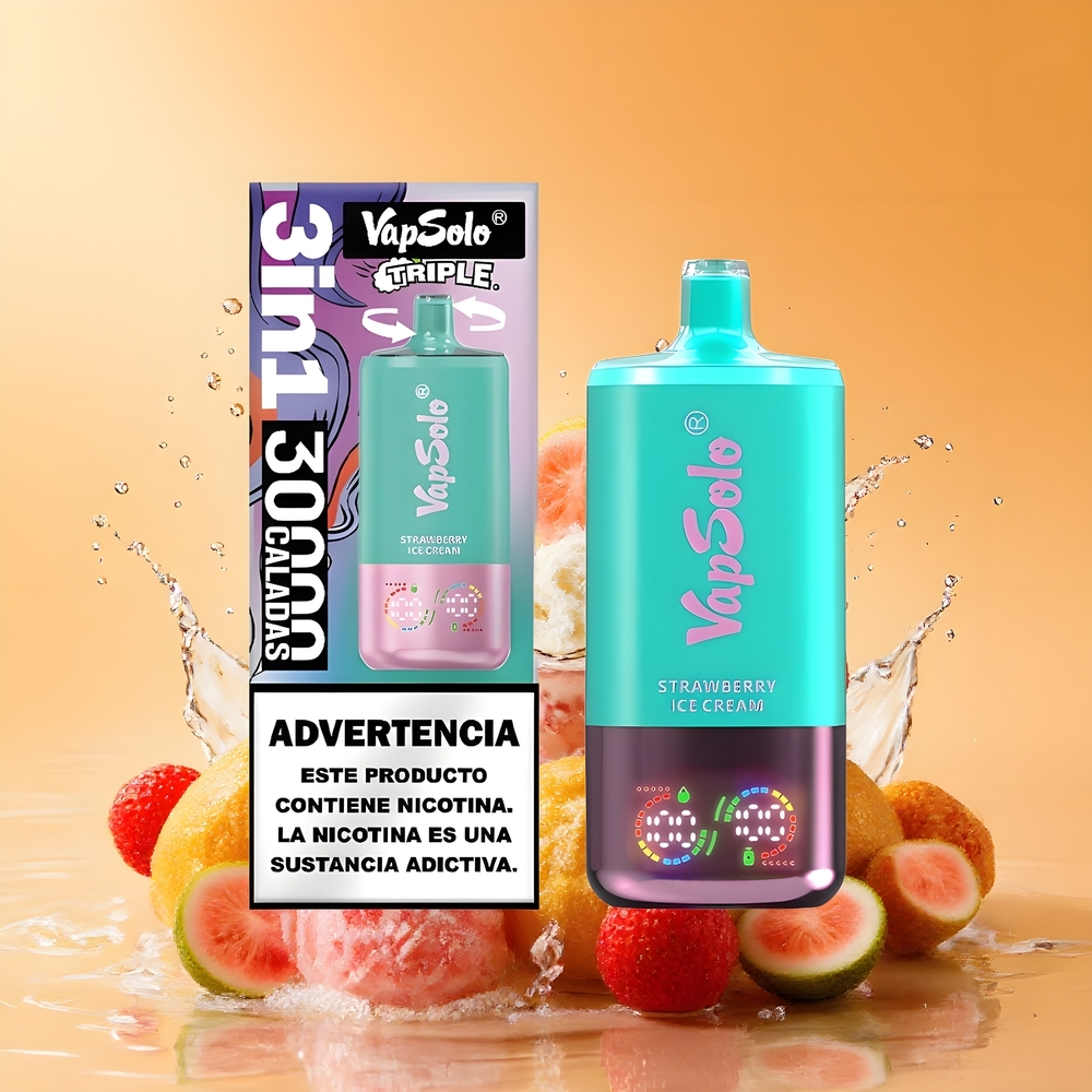 VapSolo Tripe 30000 Puffs 40ml E-Liquid Nagykereskedés Magyarország Eper Fagylalt