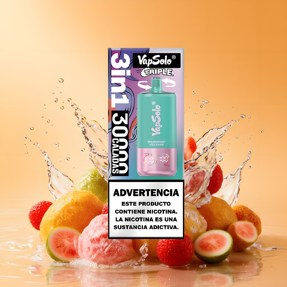 VapSolo Tripe 30000 Puffs 40ml E-Liquid Nagykereskedés Magyarország Eper Fagylalt