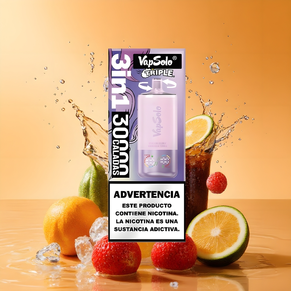 VapSolo Tripe 30000 Puffs 40ml E-Liquid Nagykereskedés Magyarország Eper Vanília Kóla
