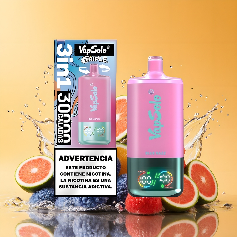 VapSolo Tripe 30000 Puffs Nagykereskedés Magyarország Kék Málna 3 Tartály Type-C