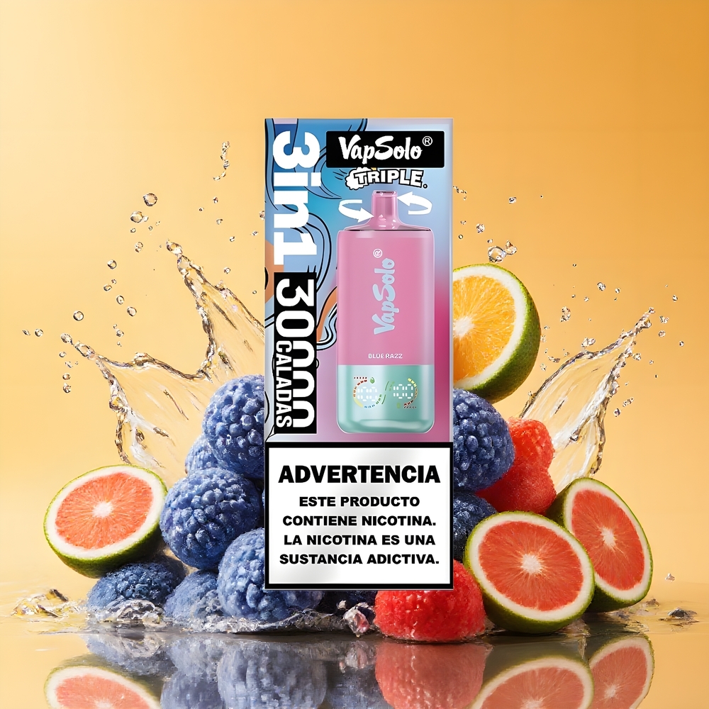 VapSolo Tripe 30000 Puffs Nagykereskedés Magyarország Kék Málna 3 Tartály Type-C
