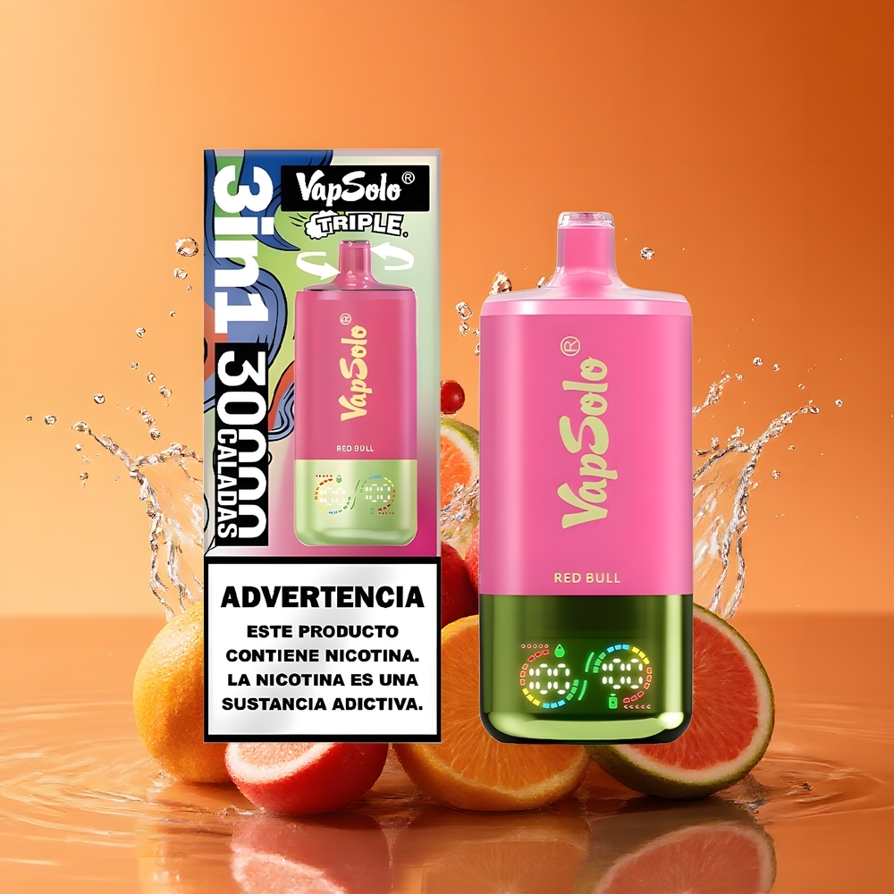 VapSolo Tripe 30000 Puffs Nagykereskedés Magyarország Type-C Energiaital (Vörös Bika)