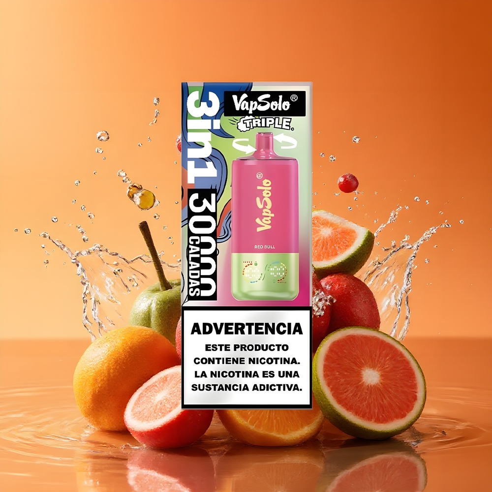 VapSolo Tripe 30000 Puffs Nagykereskedés Magyarország Type-C Energiaital (Vörös Bika)